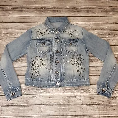 Cowgirl Tuff Size S Girls Youth Jean Jacket Long Sleeve Studs Denim • $17.99