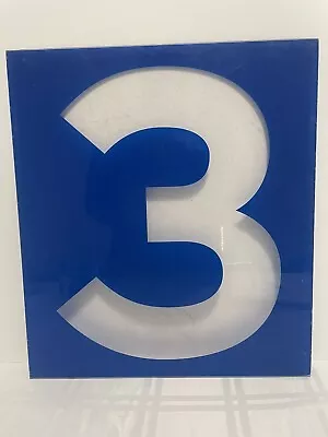 Vintage Acrylic Chevron Service Station Gas Price Number “ 3 “   15” X 17” Blue • $20