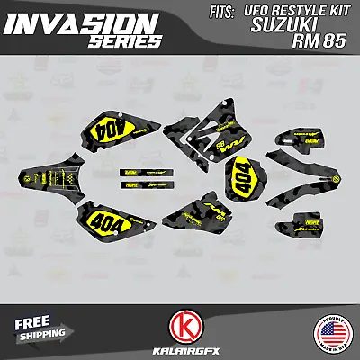 $54.99 • Buy Graphics Kit For Suzuki RM85 (2001-2023) UFO RESTYLE INVASION-Yellow-Shift