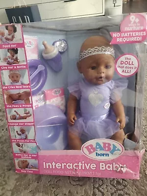 BABY Born Interactive Baby Doll Purple Black 9 Ways Nurture IMPERFECT  • $75