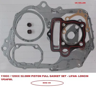 FULL GASKET SET FOR LIFAN LONCIN 110cc PIT BIKE ENGINE 52.4mm BORE  • £9.99