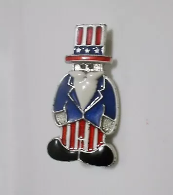 Vintage UNCLE SAM Enamel Lapel Pin RED WHITE U.S.A. BLUE PATRIOTIC PIN • $14.95