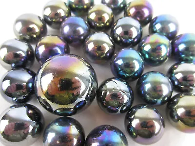 25 Glass Marbles METEOR Metallic Iridescent Silver/Gold/Purple Game Pack Shooter • $9.95