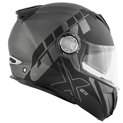 Helmet Flip Up Motorcycle Casque Modular Helm GIVI X23 Eclipse Titanium Mat • $354.16