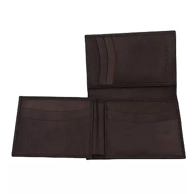 Mens Cowhide Leather L Fold Card & ID Unique Shape Bifold Wallet (Brown) • $34.55