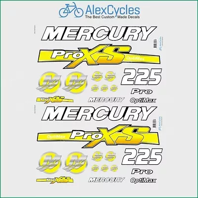 225 HP Mercury Optimax ProXS Stickers Outboadrs Motor Yellow Laminated Decals • $47.70