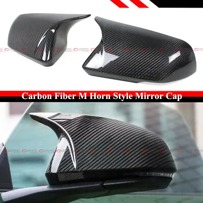 M Horn Wing Carbon Fiber Side Mirror Cap Covers For 15-2023 Mustang W/ Led Light • $123.99