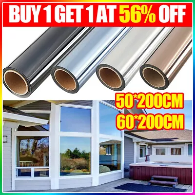 £7.64 • Buy One Way Mirror Window Film Reflective Privacy Anti UV Tint Foil Glass Sticker 2M