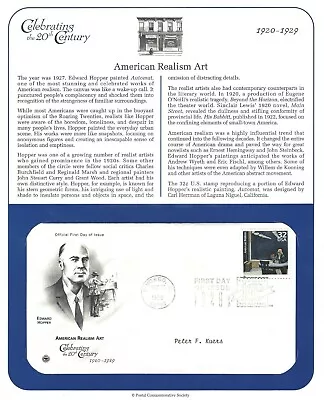 STAMP US SCOTT 3184n  Americam Realism Art  32 CENT 1998 FDC W/ART-E. Hopper • $2.59