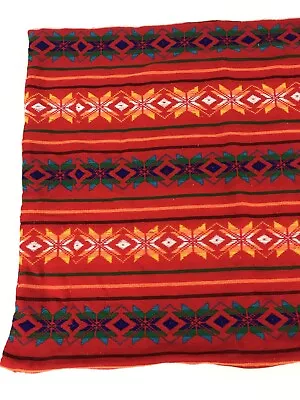 Large Mexican Guatemalan Red Multi Color Embroidered Pillow Case Cover 24x21  • $22