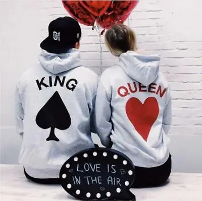 Couple Matching Casual Hoodie Sweater Sweatshirt Love Anniversary King & Queen • $17.59