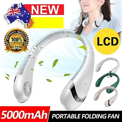 5000mAh Mini Neck Fan Bladeless Foldable Portable Quiet Rechargeable 360° Cooler • $33.99
