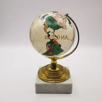 Earth Globe Figure Vintage Handmade Marble & Glass Desktop Decor Organizer 915g • $111.60