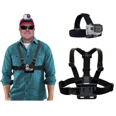 $16.58 • Buy Elastic Adjustable Harness Head Strap Mount Belt And Chest Belt  For GoPro Hero