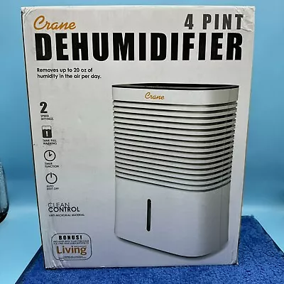 Crane 4 Pint Dehumidifier For Moisture Removal And Odor Reduction 300 Sq Feet • $34.98