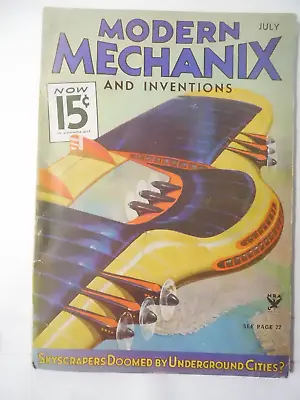 1934 Modern Mechanix & Inventions Magazine -Si-Fi Colorful Color & World's Fair • $15