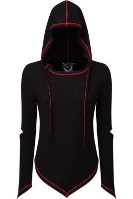 £15 • Buy BNWT Killstar Avatar Hooded Long Sleeve Top Black & Red Goth Cybergoth Punk Emo