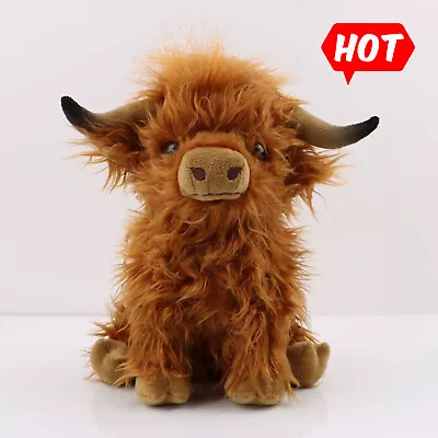 UK Cute Brown Highland Cow Coo Cuddly Soft Toy Plush Stuffed Scottish Scotland  • £8.29