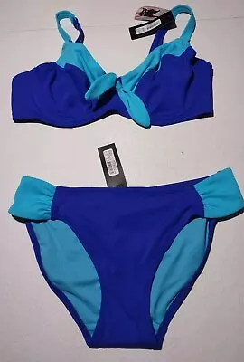 NWT Women's Sz S Marie Meili BRIGHT BLUE / SEA BLUE Bikini Swimsuit Bathing Suit • £18.31