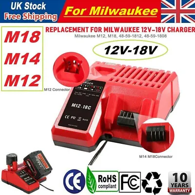 12-18V Rapid Charger M12-18C Fit For Milwaukee M12 M18 48-11-1850 Li-ion Battery • £15.92