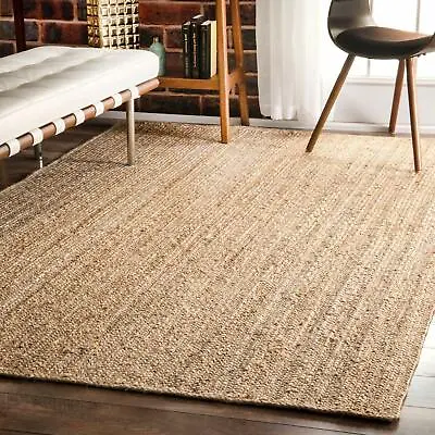 100% Natural Jute Rug Braided Rectangle Area Rug For Living Room • $25.74