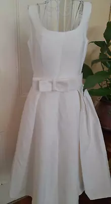 1950's LOOK CREAM SLEEVELESS DRESS FULLY LINED BY SLIDESHOW* GREAT WEDDING DRESS • $15.95