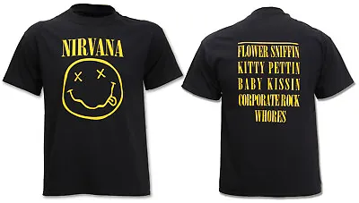 Nirvana T Shirt Happy Face Smile Flower Sniffin Official Merch Kurt Cobain • £15.59