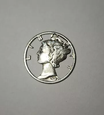 1943 Mercury Dime 90% Silver Cut Out Pendant Liberty • $15