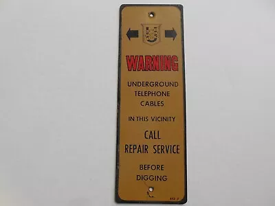 Underground Telephone Cables Metal Sign United Utilities System Vintage Warning • $17