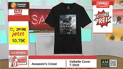 £9.44 • Buy T-shirt Schwarz - Assassins Creed - Valhalla Cover - Gr.m - Neu/ovp