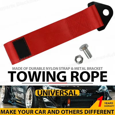 280mm Red Universal Tow Strap Towing Rope High Strength Nylon For JDM Racing Car • $9.99