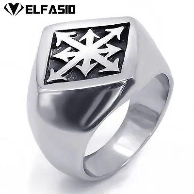 $8.99 • Buy Mens Chaotic Magic 8 Pointed Arrows Magick Chaos Star 316L Stainless Steel Ring