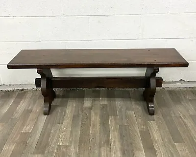 Vintage Colonial Style Rustic Pine Trestle Bench • $425