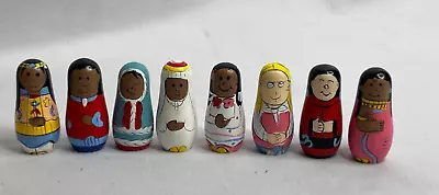 Nesting Dolls 8 Multicultural Dolls Wooden Globe • $20.92