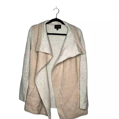 La Fee Verte Womens Knit Long Sleeve Open Front Cardigan Sweater Cream Large • $26