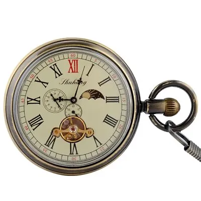 £32.27 • Buy Vintage Mechanical Windup Pocket Watch Moon Phase Tourbillon Luxury Antique Fob