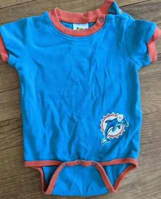 Vtg Miami Dolphins Baby 6/9 Months Button Closure One Piece Jumper Pjs Nfl 90s • $13.50