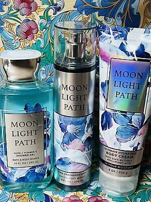 3pc Bath And Body Works Moonlight Path Mist Shower Gel And Body Cream • $34.99