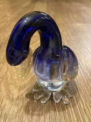 Hamdmade Blue Glass Swan Gold Flakes Made In Italy • $25