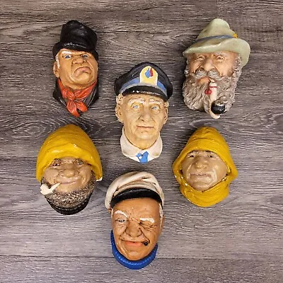 (6) Bossons Style Head Fisherman Captain Sailor Tyrolean Old Salt Chalkware Vtg • $59.99