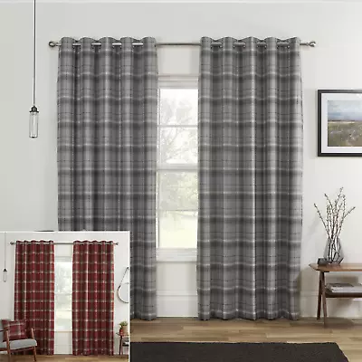 Blackout Ring Top Curtains Eyelet Thick Curtain Pair Thermal Ready Made Red Grey • £73.99