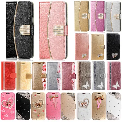 Luxury Bling Glitter Leather Wallet Flip Case Cover For Samsung Galaxy Phones • £3.99