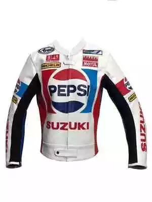 Pepsi Suzuki Motogp Motorbike Leather Jacket Motorcycle Bikers Racing Jacket • $169.47