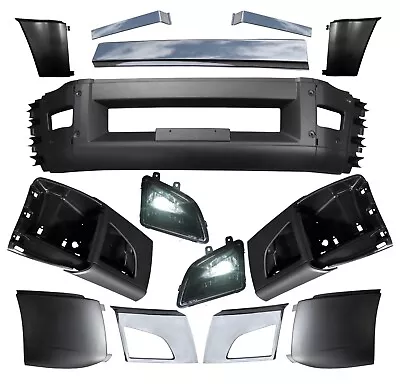 QSC Complete Replacement Bumper Set W/ LED Fog Light Pair For Volvo VNL 2018+ • $1458.85