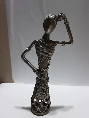 MOST INTERESTING SILVER METAL SOPHISTICATED LADY ART SCULPTURE 7.75 X 4 In. • $7.50