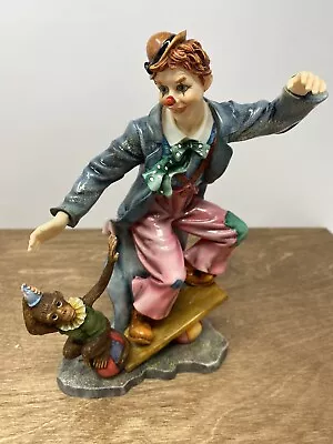 Vintage S Collection Porcelain Clown Balancing With Monkey Statue • $19.99