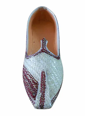 Men Shoes Leather Indian Handmade Jutties Wedding Khussa Mojaries Size UK 6.5 • £43.04