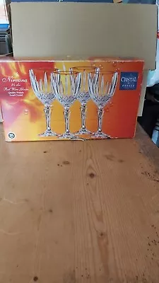 Set Of 4 Cristal De France Nirvana 24 Cl Quality Lead Crystal Red Wine Glasses. • £8.99