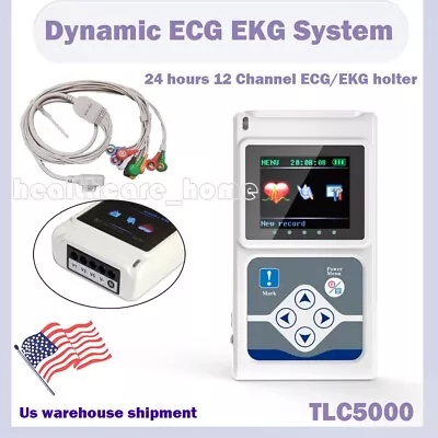 Dynamic 24hours 12 Lead ECG/EKG Holter Monitor Alalyzer Software CONTEC TLC5000 • $499