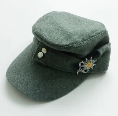 WW2 German Army M43 Field Wool Cap Hat German Mountain Edelweiss Cap Badge SZ L • $19.99